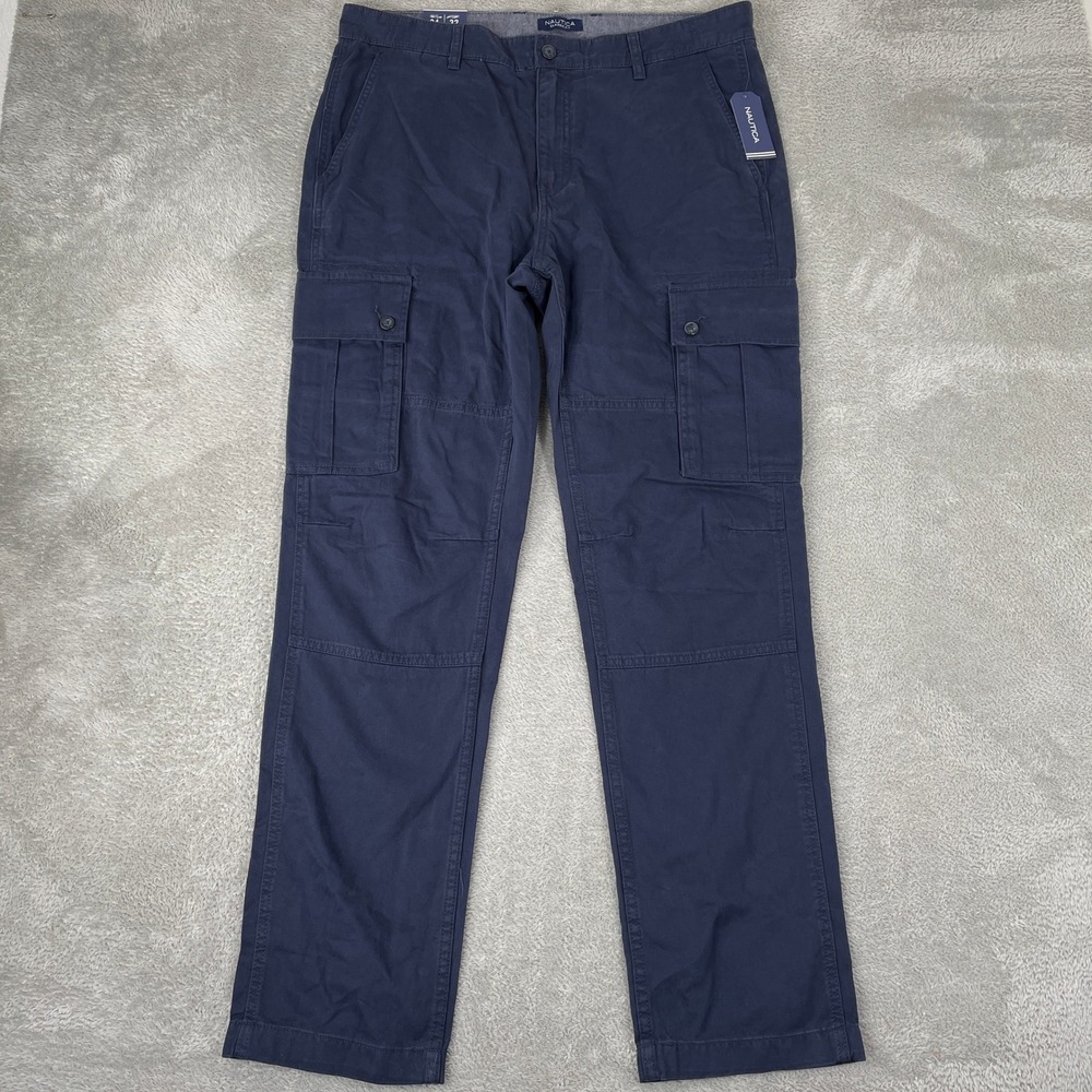Nautica Cargo Pants Mens 34x32 Navy Classic Fit Cotton Utility NWT
